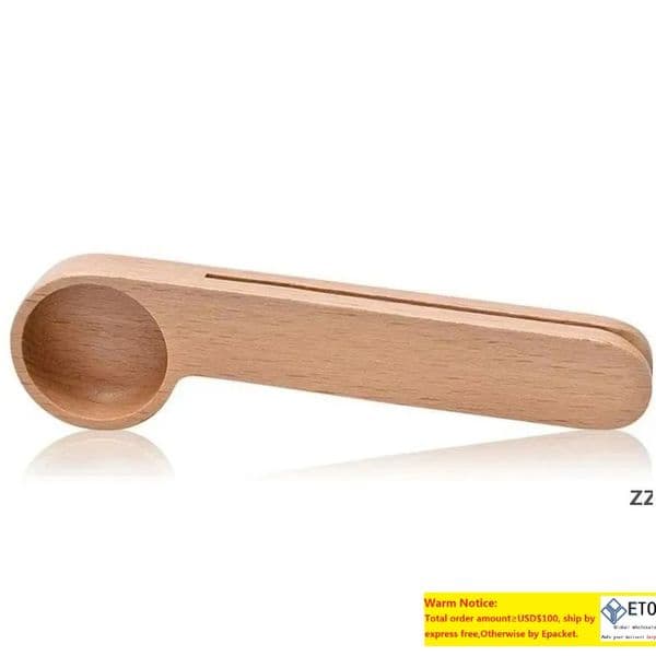 Spoons Spoon Wood Coffee Scoop With Bag Clip Tablespoon Solid Beech Wooden Measuring Scoops Tea Bean Clips Gift Drop Delivery Home G Ot5Id LL