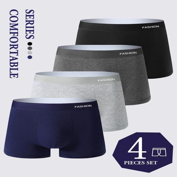 4 packs of mens boxing shorts breathable smooth and loose suitable for boys high elasticity 240822