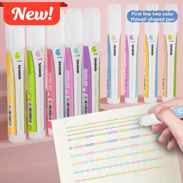 Bestseller 6Pcs/Set Love Shape Outline Pens Highlighter Marker Curve Roller Tip Pen Cute Stationery Kawaii Graffiti School Supplies ddmysat