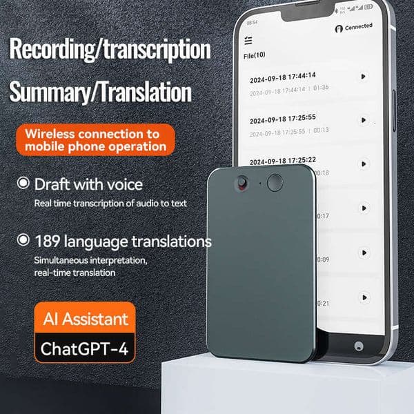New A3 Dual-Button AI Voice Recorder ChatGPT 4 Smart Transcription Translation Summary Recording Pen APP Version