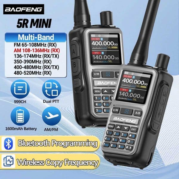 BAOFENG UV5R Mini Walkie Talkie Multi Band etooth Programming Wireless Copy Frequency 999CH AM FM Long Range Two Way RadioXJ250928