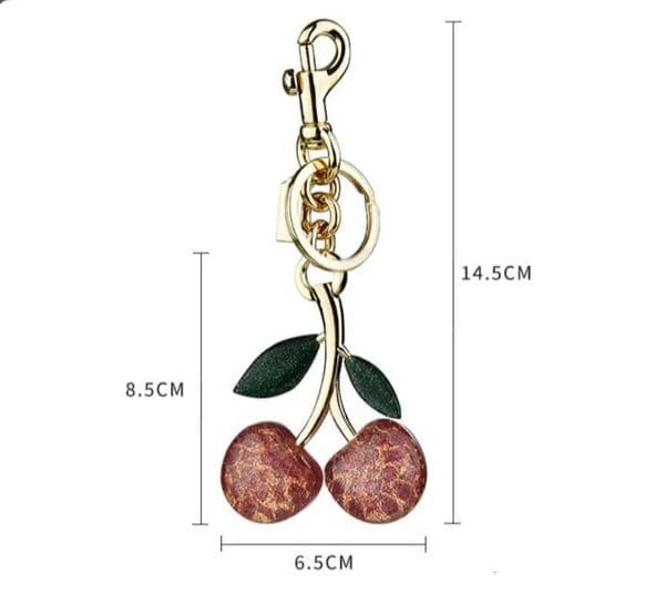 Luxury Fashion Red Cherry Fruits Cherries Pendant Keyring Women Men Jewelry Bag Accessories Gift Cute Keychain Y250929as