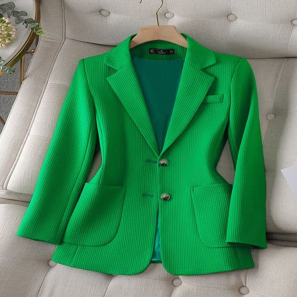 Womens Suits Blazers Women Ladies Autumn Winter Outwear Blazer Green Black Beige Female Long Sleeve Single Breasted Solid Jacket Coat With Pocket 230904