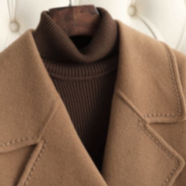 C43014 New autumn and winter slim fit over-the-knee Hepburn style high-end wool coat for women