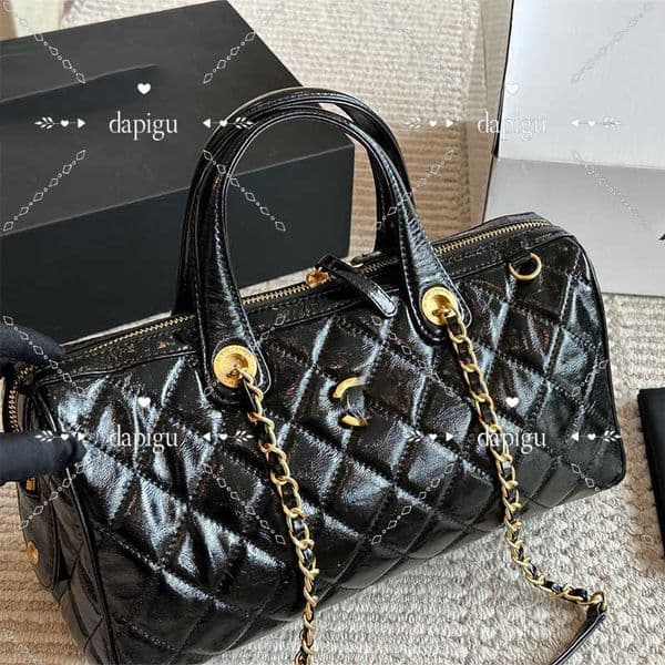 designer bag High quality new bowling bag 2025 chain bags diamond grid fashionable single shoulder handbag crossbody bag Cowhide Boston Commuter Bag