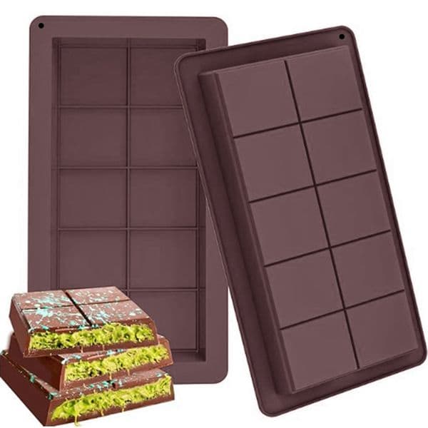 Dubai Chocolate Mold Silicone Chocolate Bar Mold for Chocolate Bar Pistachio Candy Bar Mold for Filling Chocolate