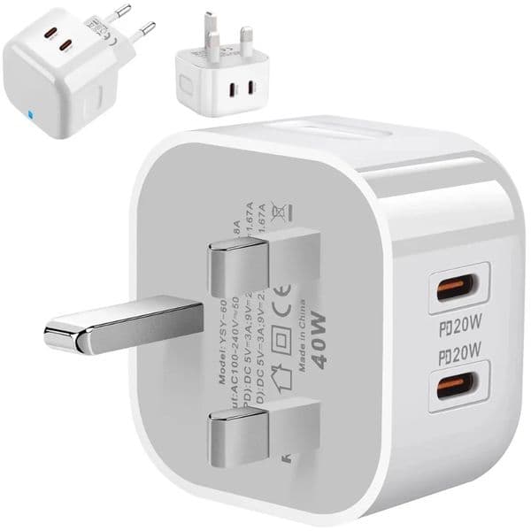 40W Dual USB C Type c PD Wall Charger Fast Quick Charging Power Adapters For Ipad 2 3 2025 4 IPhone 11 12 13 14 15 Xiaomi Huawei