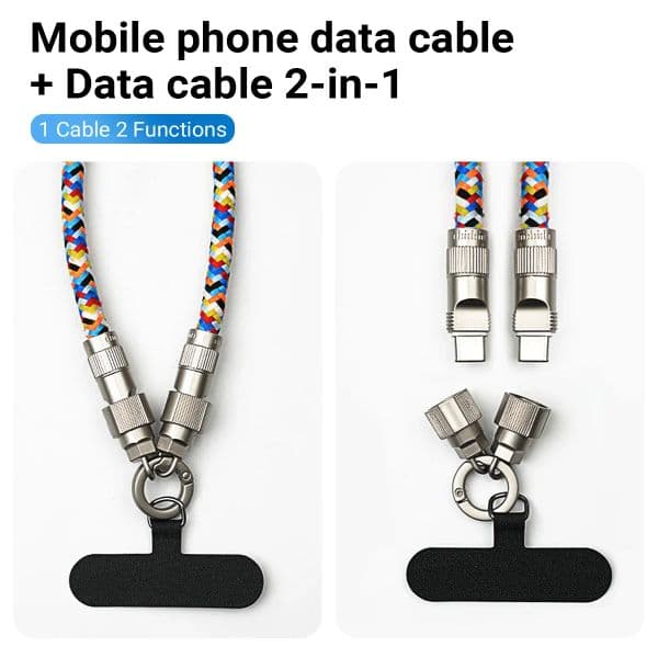 Fashionable Mobile Phone 2 In 2025 1 Lanyard PD 60W C To C Charging Cable Zinc Alloy Lock More Convenient And Safer For Mobile iPhone