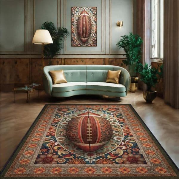 American Football Rug College Football Decor Man Cave Decor Rug Football Party Deco NFL Football Furniture NFL Mom Football Gift