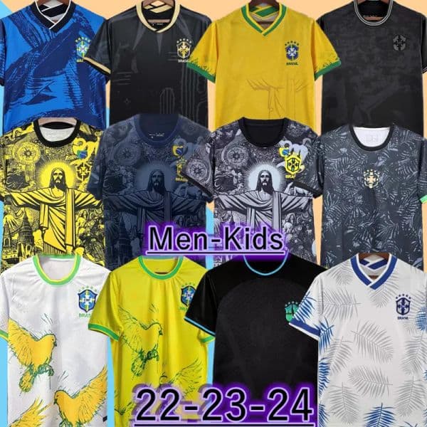 24 25 BraziLS Soccer Jersey Copa America Cup NEYMAR VINI JR BrasIL National Team Football 2025 JESUS Special Home Away Fans Player Mens Kids Kit Sets RODRYGO Adult set