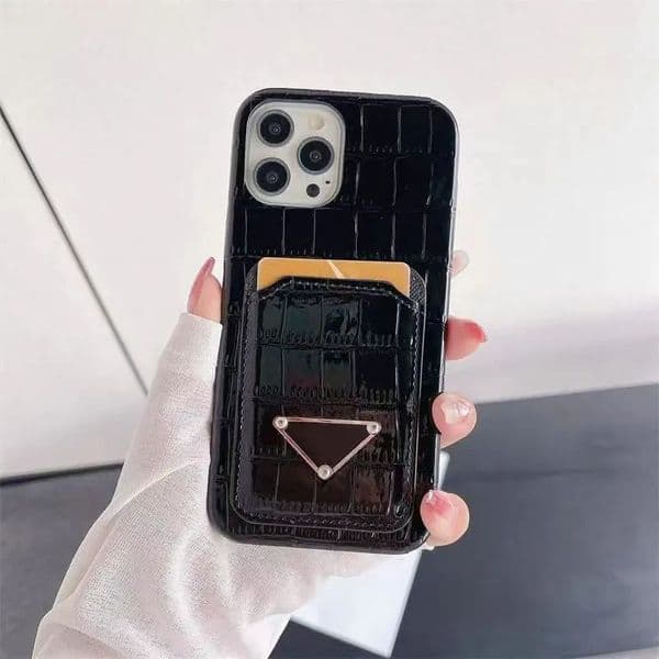 Fashion Designer Phone Cases For Iphone Pro Max 16 15 Promax 14 Plus 13 12 11 Pro Max Luxury Creative Cross Pattern Leather Cover Card Pocket Sling ZHAOFEITOYO