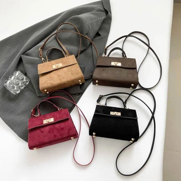 Trendy Suede Black Shoulder Bag Small Flap Bag TLXT Crossbody Bag with Adjustable Strap Clutch Handbag Fall Purse Tote Bag for Women