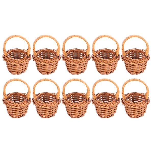 10PCS Small Flower Mini Basket Handheld Woven Mini Basket Miniature Kids Shopping Mini Basket Mini Basket Pastoral Furniture