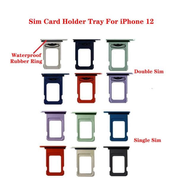 Sim Card Adapter For iPhone 12 Dual Single Tray Slot Holder with Waterproof Ring Replacement Parts