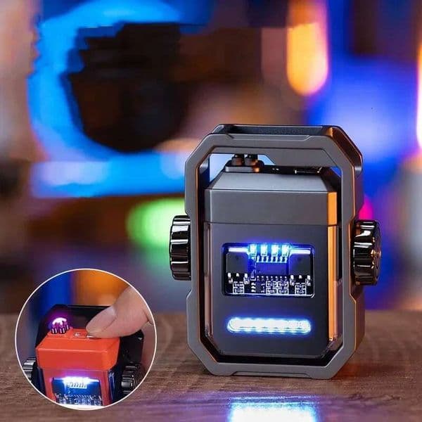 Smart Electric Pulse Double Arc Outdoor Windproof USB Fast Charging Lighter Rotating Gyro Men's Smoking Butane Torch Lighter