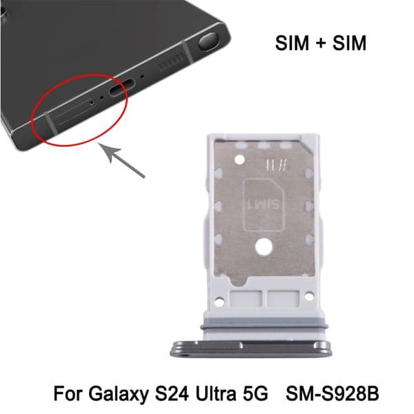 SIM1 + SIM2 Card Tray For Samsung Galaxy S24 Ultra 5G SM-S928B Phone Dual SIM Card Tray Spare Part
