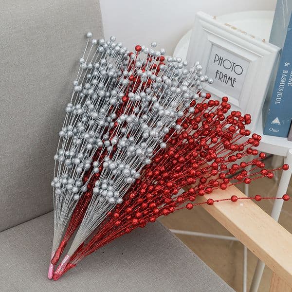 Artificial Flowers Berries Cherry For Vase Wedding Party Gift Box Christmas DIY Wreath Home Room New Year Decoration Fake Plants