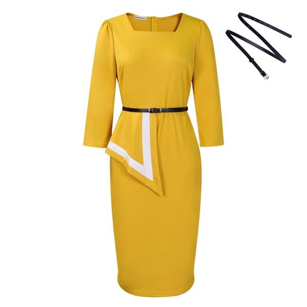 (239) Women's Spring New Fashion Temperament Elegant Hip-hugging OL Professional Tongle Dress