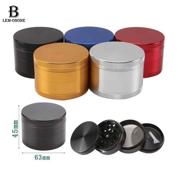 63mm Al Alloy Herb Grinder 4-parts Durable Metal Spice Mills Tobacco Crusher Kitchen Tools Smoking Accessories for Smoker Gifts W250121