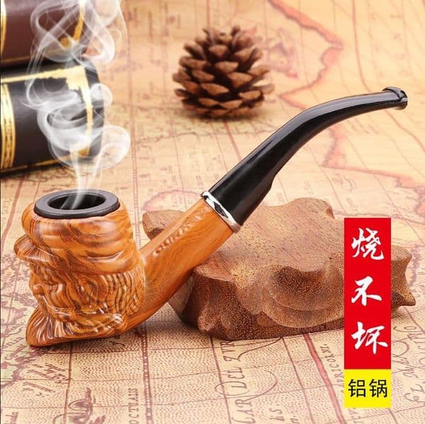 Creative lion head carved resin pipe color box packaging removable cleaning filter cut tobacco special pipe