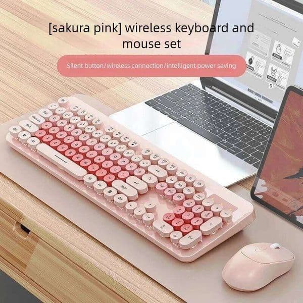 Wireless Keyboard And Mouse Set Punk Desktop Laptop Office Color Fingerboard