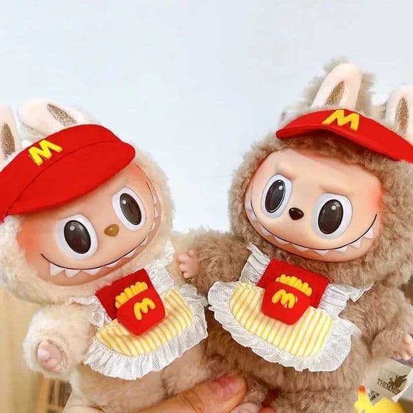17cm Labubu Clothes Outfit Accessories For Labubu Dolls Clothing Kid Gift French Fries Apron And M Hat XJ250802