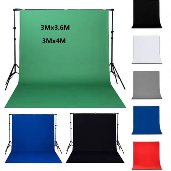 3x3.6M/3x4M Photography Background Backdrop Polyester Cotton Smooth Chromakey Screen Green/White/Black/Blue/Red For Photo Studio Live Streaming
