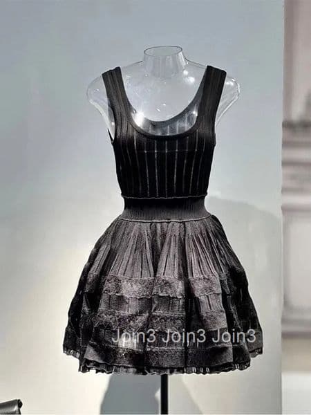 Six Colors High-end New Short Dress Womens Summer French Style Exquisite Design Sense Niche Sleeveless Vest Stitching Dress