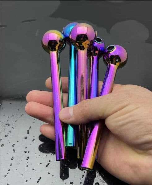 Glass pipe Oil Burner bong hookah Smoking Mini plated colorful glass small straight pot pipe