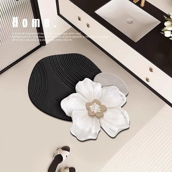 Simple Diatoeous Earth Irregular Floral Non-Slip Foot Bathroom Entrance Water Absorbent Quick-Dry Mat