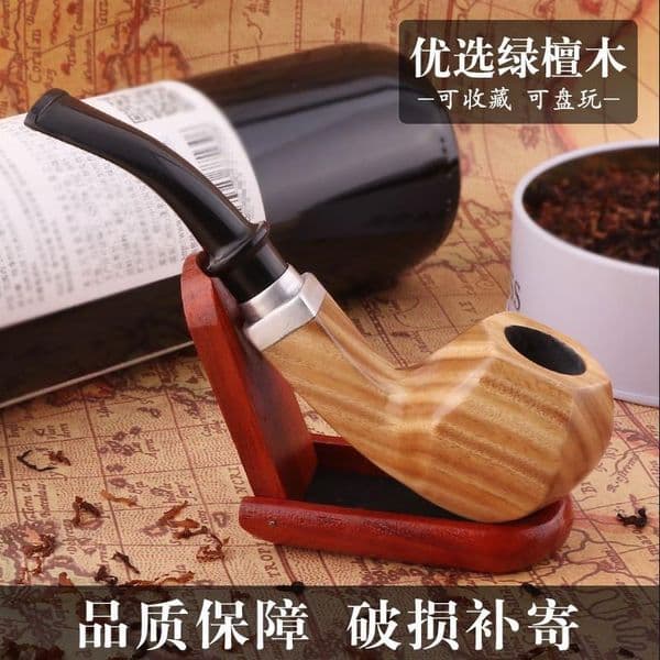 Smoking Pipes Bent sandalwood portable craft with ring hammer pipe