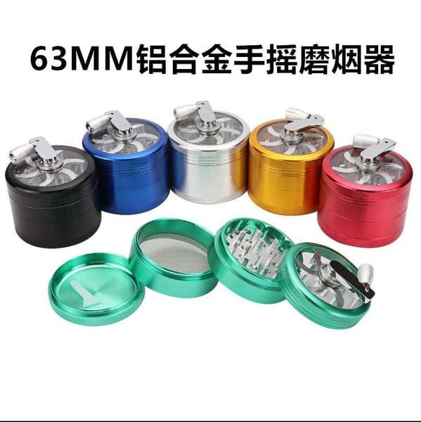 Smoking Pipes Cross border direct sales of aluminum alloy hand operated cigarette grinders, 4-layer 63MM