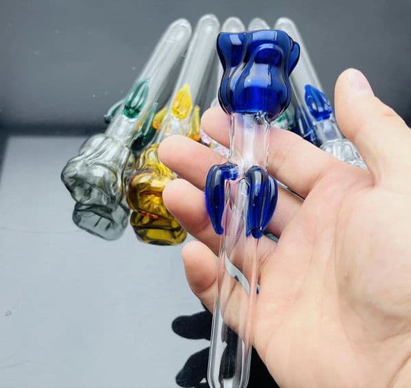 Glass Oil Burner Pipes hookah Glass Smoking bongs Smoke Pipes Thickened Rose Glass Pipe