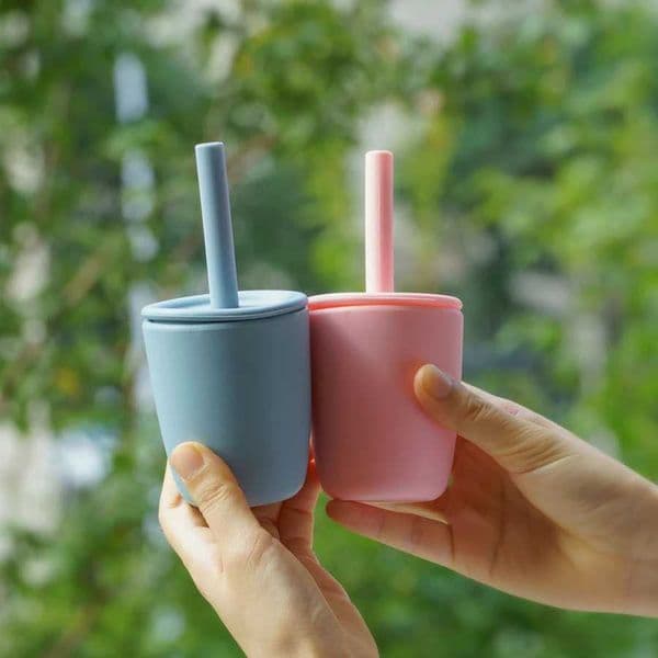 Baby Feeding Drinkware Straw Cup Child Bottle Baby Learning Feeding Bottles Anti-Hot Leakproof Silicone Baby Items Free Shipping X2508061