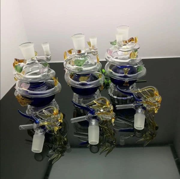 Glass Oil Burner Pipes hookah Glass Smoking bongs Smoke Pipes Colorful multi spiral dragon glass water bottle