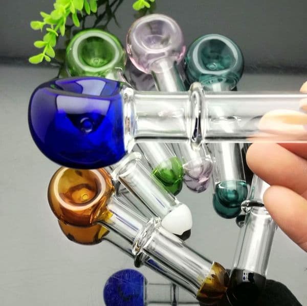Glass Oil Burner Pipes hookah Glass Smoking bongs Smoke Pipes Colored single wheel glass concave pipe