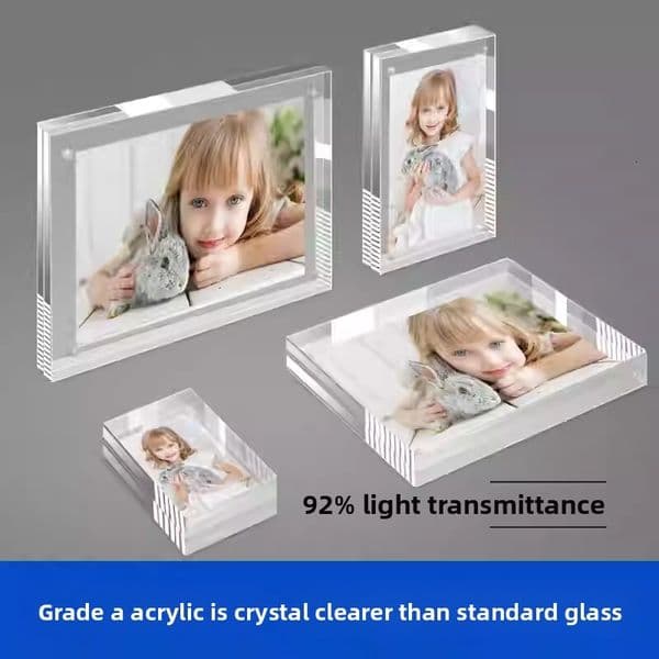 Strong Acrylic 5inch Transparent Display Frame Photo Printing 8inch Creative Magnetic Crystal Glass Tabletop