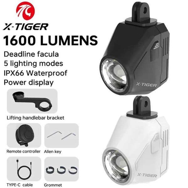 X-TIGER Bike Light 1600 Lumens High Brightness IP66 Waterproof Bike Headlamp TYPE-C MTB Road Cycling Lantern Bike Accessories Z250809