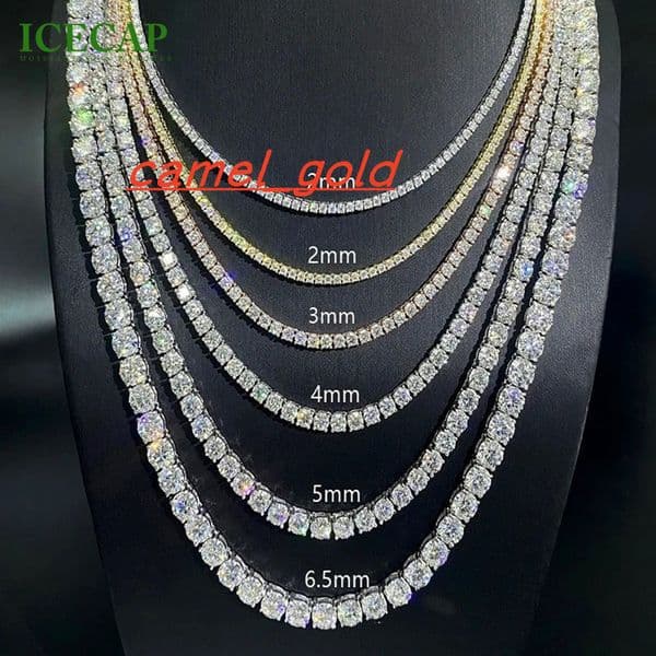 925 Silver VVS Moissanite Diamond Tennis Chain Customizable 3mm-6mm Size Necklace Hip Hop Iced Fashion Jewelry