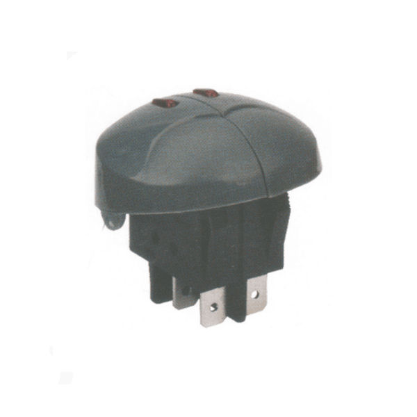 Black base red button rocker switch tripod circuit control element
