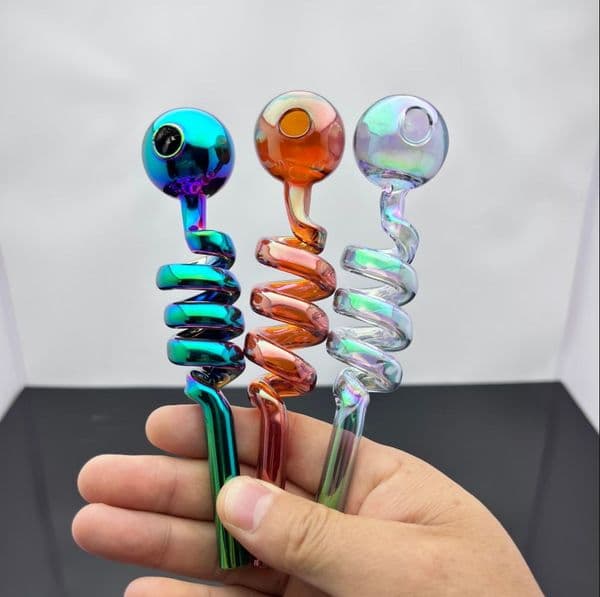 Smoking pipes Ball Glass Oil Burner Pipe Smoking Bowl Classic bongs Multiple colored spiral glass direct fired pot pipes