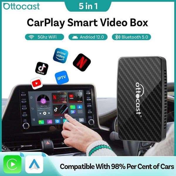 Ottocast Play2Video Pro Ai Box Wireless CarPlay Android Auto Adapter Built in Youtube Netflix IPTV for Car with Wired Carplay neutral (support OEM/ODM)