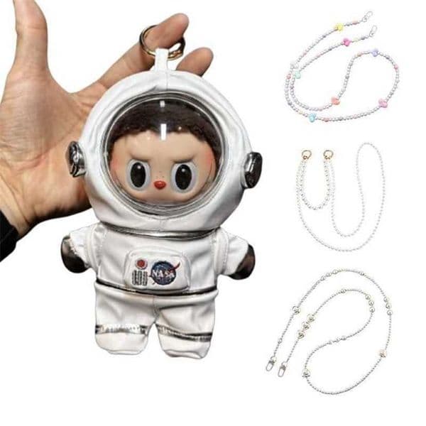 New Labubu Clothes 17cm Labubu Doll Fashion Astronaut Suit Belt Chain Kawaii V1 V2 Labubu Accessories Ropa Labubu 11a