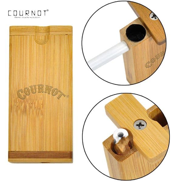 COURNOT Natural Bamboo Dugout Smoking Pipes Wood Case Double pipe One Hitter Bat with 78mm Filters Tube Dry Herb Tobacco Box Cigarette Accessories Tools