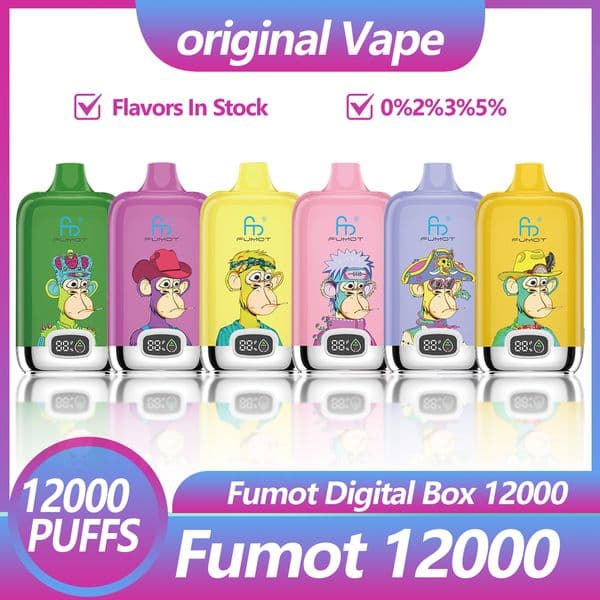 Fumot Digital Box 12000 Puffs Disposable Vape Puffs 0% 2% 3% 5% Nicotine 500mAh Rechargeable Battery LED Display Panel Wholesale Best Bulk Buy Eu Warehouse