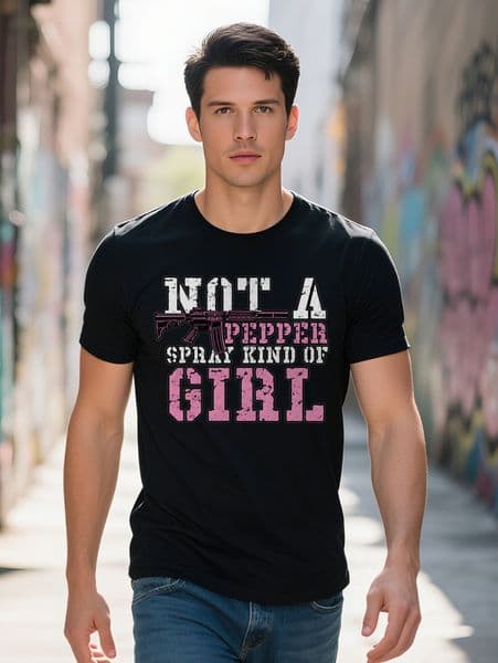 S Crew Neck T-Shirt with Not A Pepper Spray Kind Of Girl Print Lightweight Summer Tee Casual Attire Gift for Men ed4ff