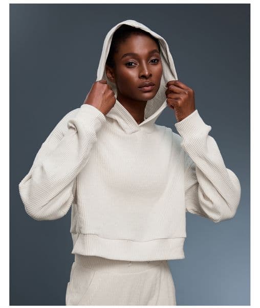 Loose Hooded Sweatshirt for Women Knitted Versatile Spring and Autumn Top Short Commuter Casual Pullover D25162