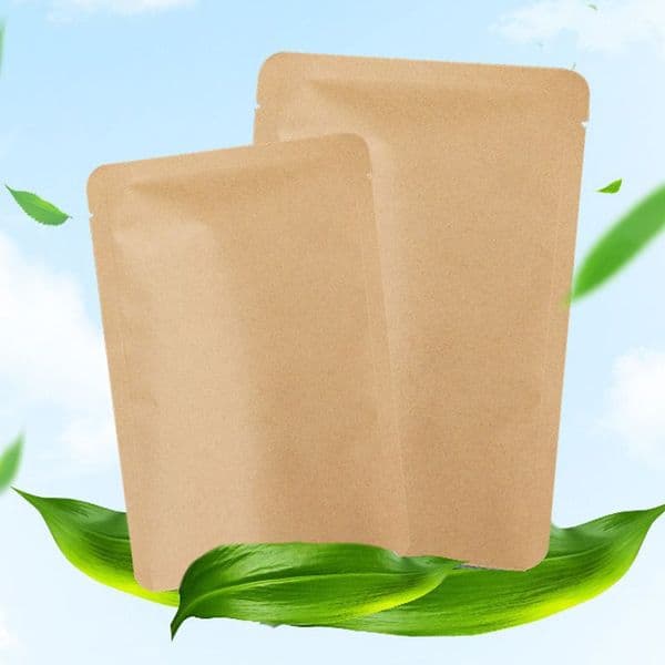 100Pcs/lot Kraft Paper Round Angle Open Top Aluminum Foil Heat Seal Package Bags Dried Fruit Nuts Retail Food Storage Bags LX4183