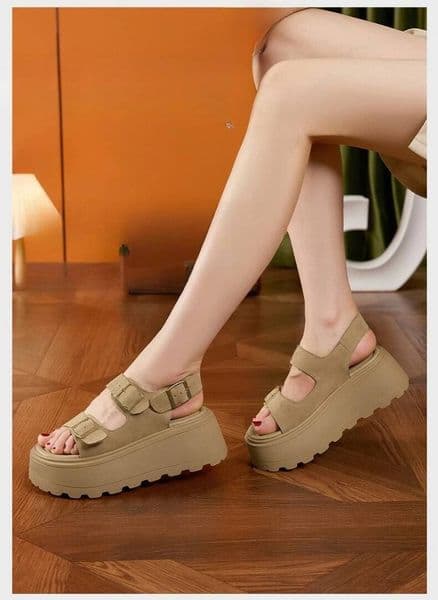 Designer Shoes Cm Suede Leather High Brand Platform Wedge Flats Summer Chunky Sneaker Sandals Comfy Peep Toe Fashion Shoes Women Women Shoes