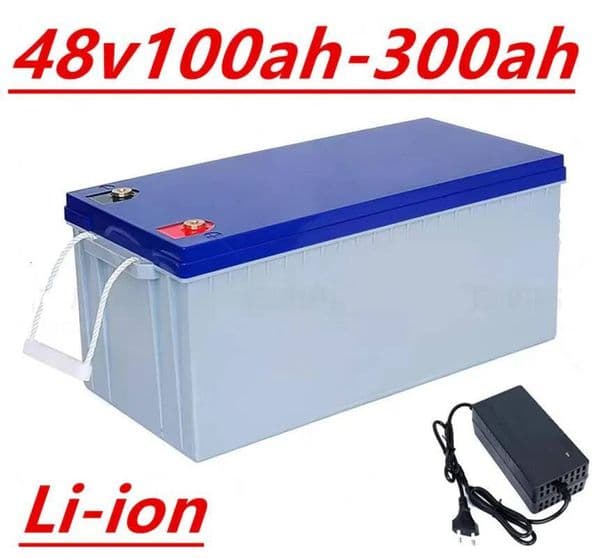 Li-ion 48v 100AH -300AH lithium batterry with bluetooth BMS APP fortricycle inverter Solar energy storage scooter + 10A charger
